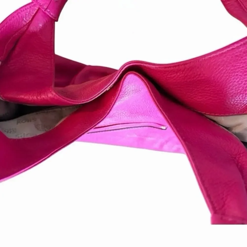 Michael Kors Austin Large Hot Pink Pebbled Leather Hobo Shoulder Bag AUTHENTIC